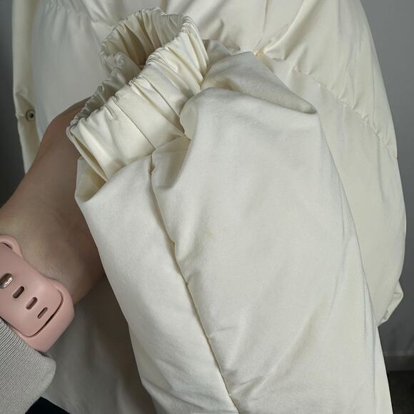 NAP LOUNGEWEAR Short Puffer Coat White Down Jacket Women's Size Large Oversize - Picture 6 of 10